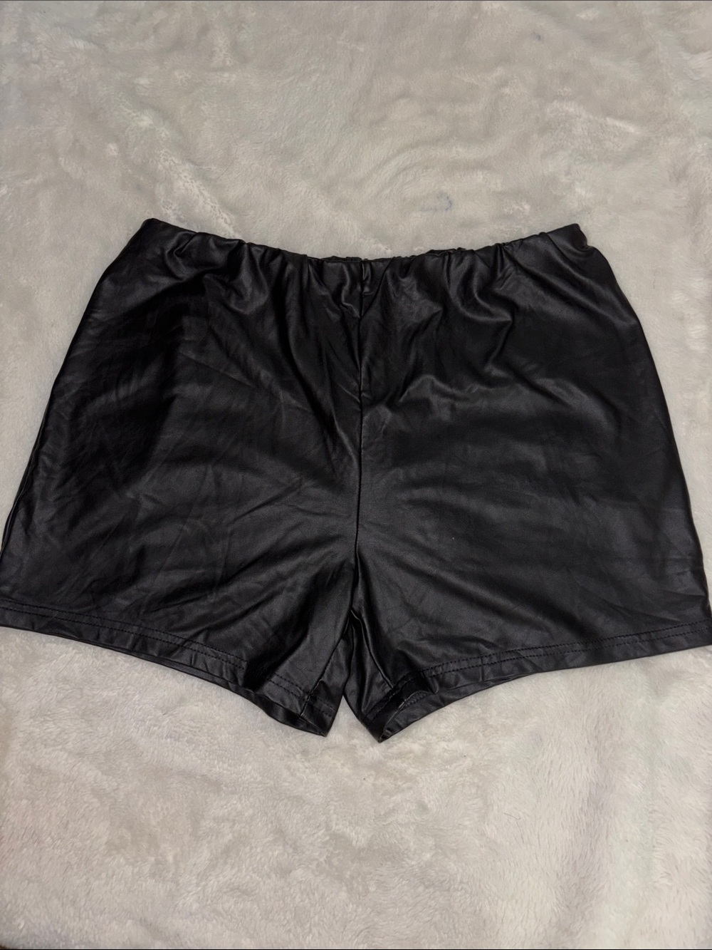Black Faux Leather High-Waist Shorts
